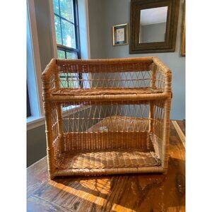 Vintage Wicker Rattan Wall Shelf 15"x16"x6"